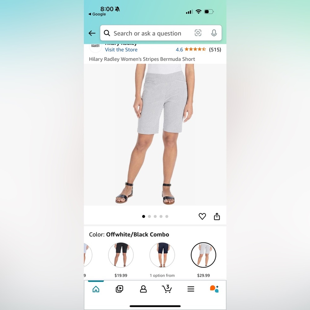 Off white and black combo Bermuda shorts
